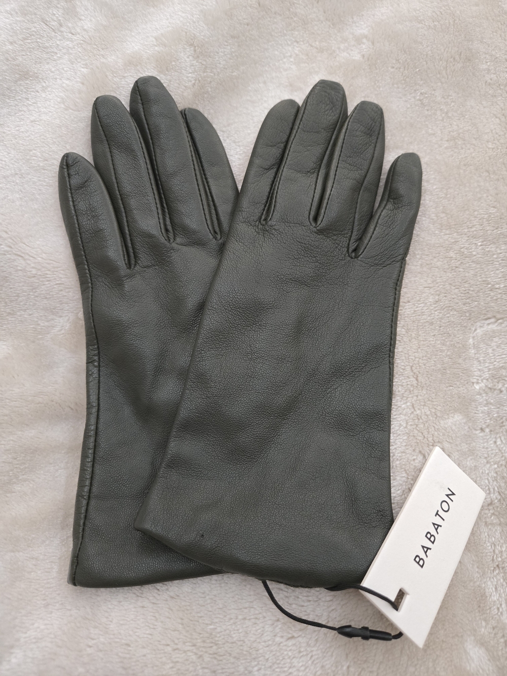 Babaton Olive Green Leather Dress Gloves
